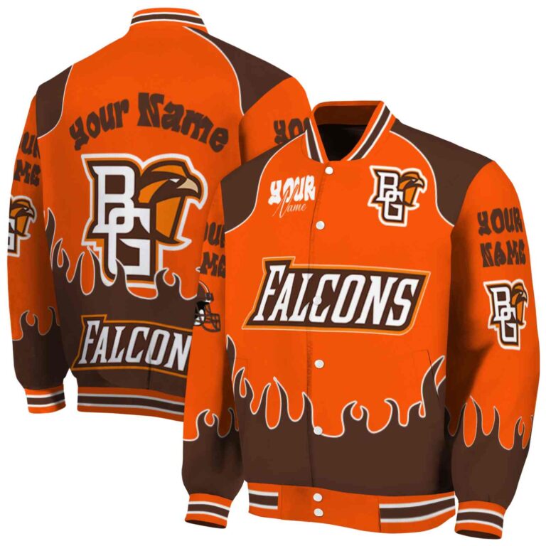 custom bowling green falcons fire graphic orange jacket fashion forward