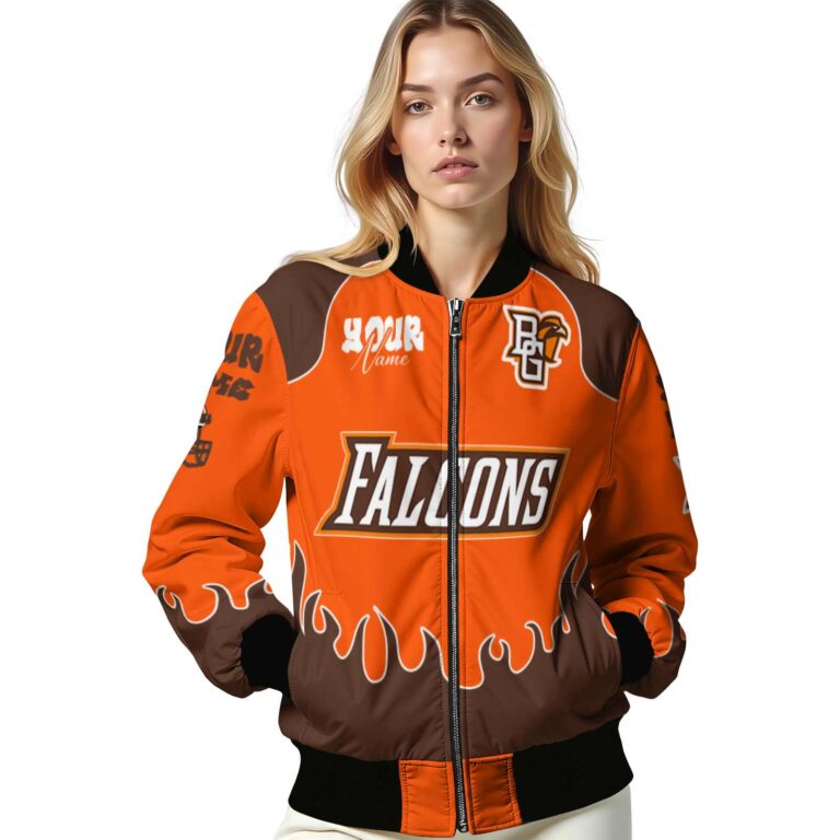 custom bowling green falcons fire graphic orange jacket latest model