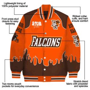 custom bowling green falcons fire graphic orange jacket new arrival