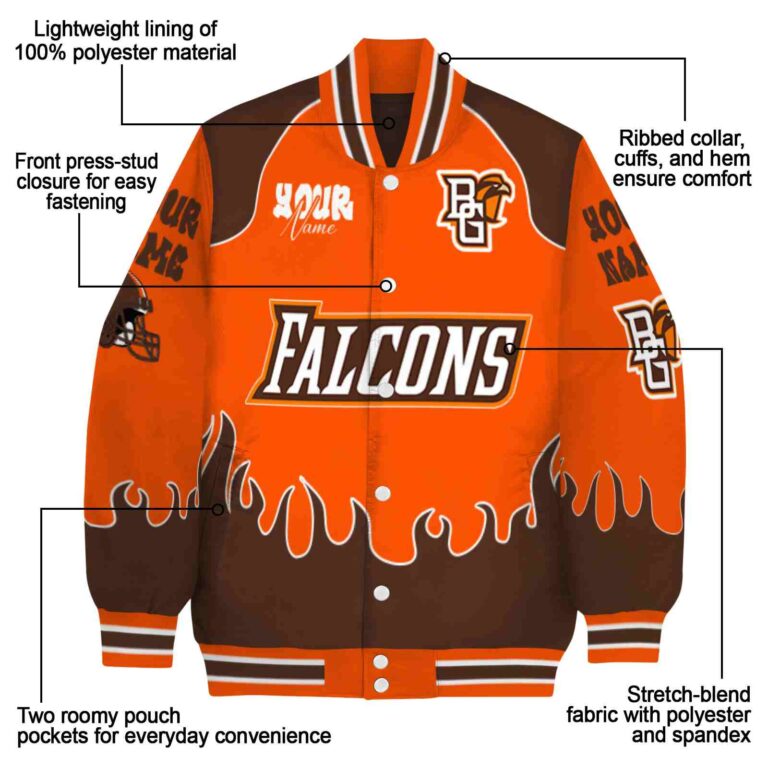 custom bowling green falcons fire graphic orange jacket new arrival