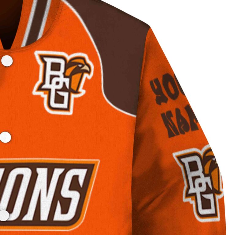 custom bowling green falcons fire graphic orange jacket premium grade