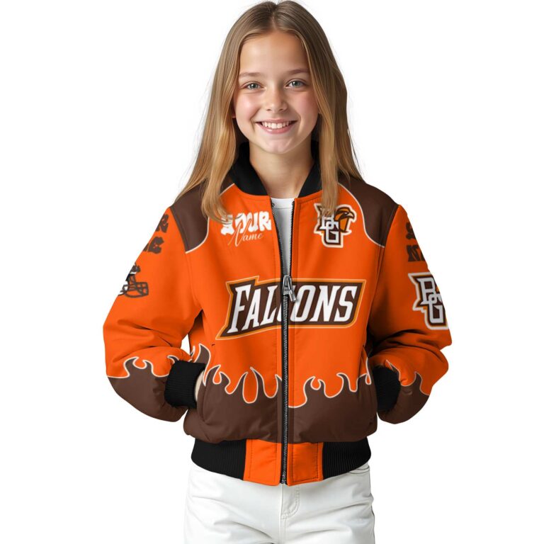 custom bowling green falcons fire graphic orange jacket top rated