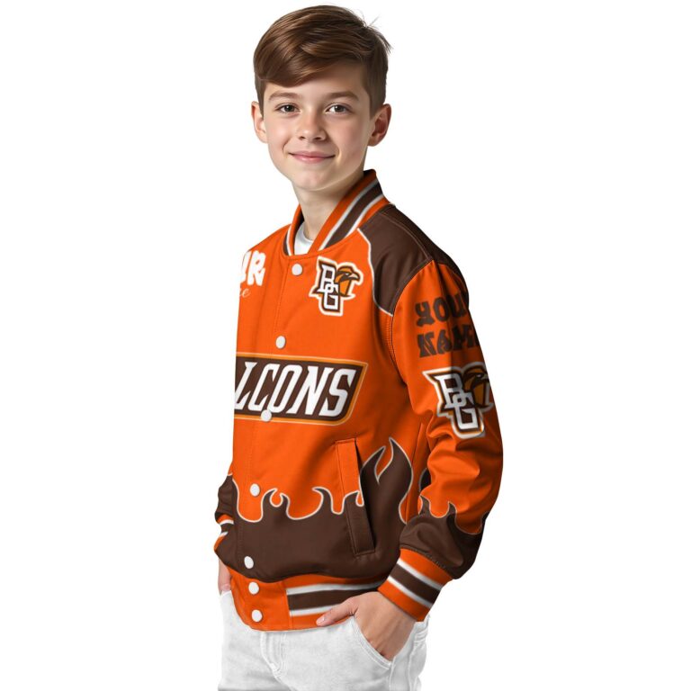 custom bowling green falcons fire graphic orange jacket trendy