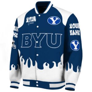 custom byu cougars fire graphic blue jacket best selling