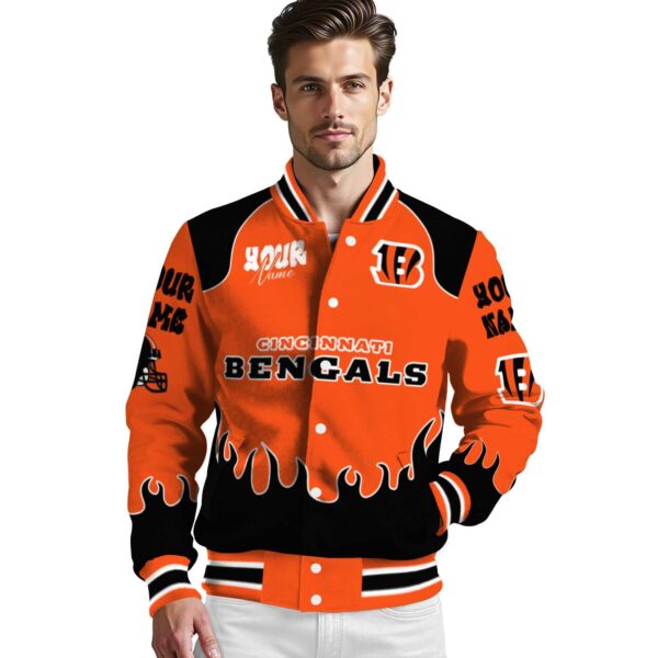 custom cincinnati bengals fire graphic orange jacket high quality