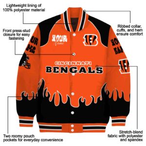 custom cincinnati bengals fire graphic orange jacket new arrival