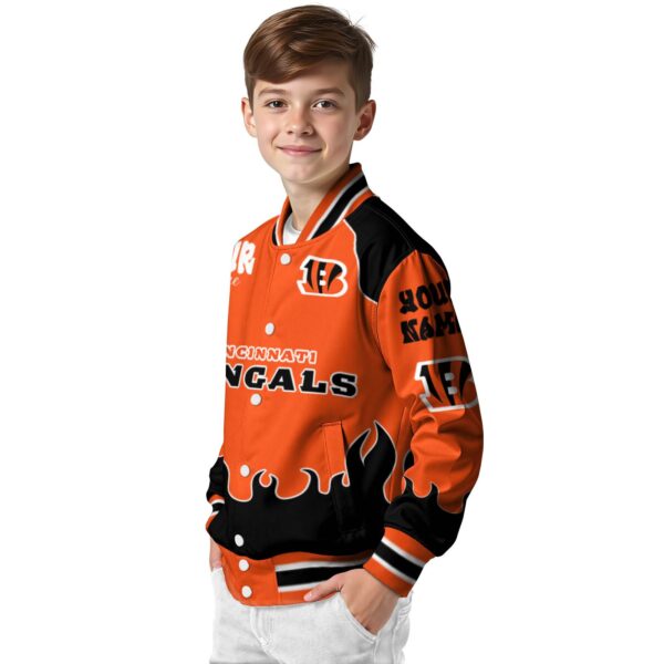 custom cincinnati bengals fire graphic orange jacket trendy