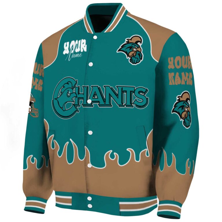 custom coastal carolina chanticleers fire graphic green jacket best selling