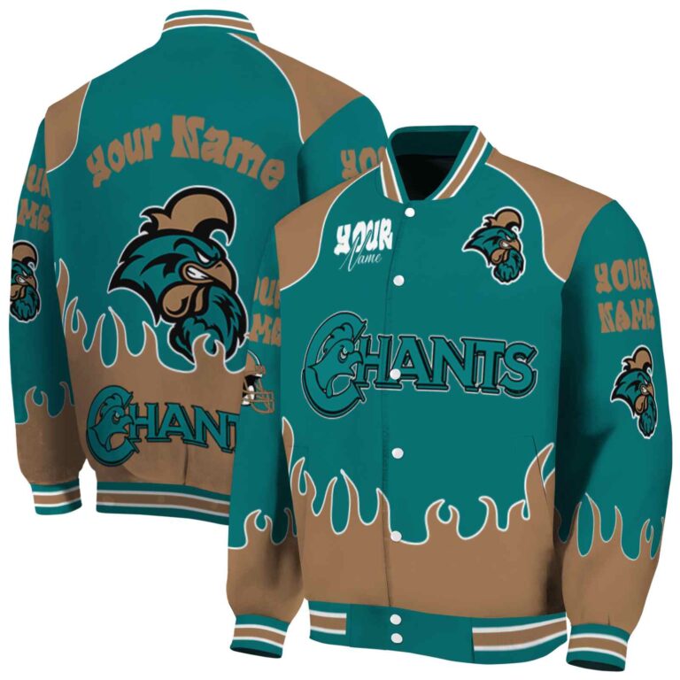 custom coastal carolina chanticleers fire graphic green jacket fashion forward