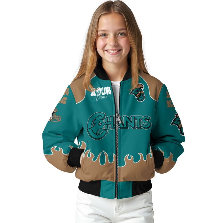 custom coastal carolina chanticleers fire graphic green jacket top rated