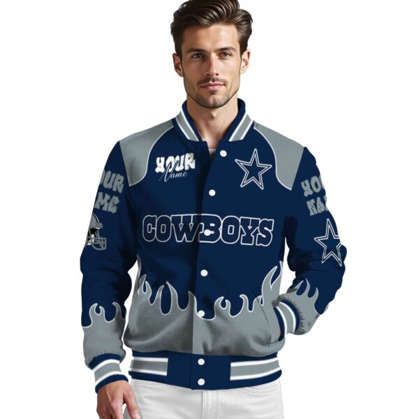 custom dallas cowboys fire graphic blue jacket high quality