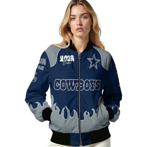 custom dallas cowboys fire graphic blue jacket latest model