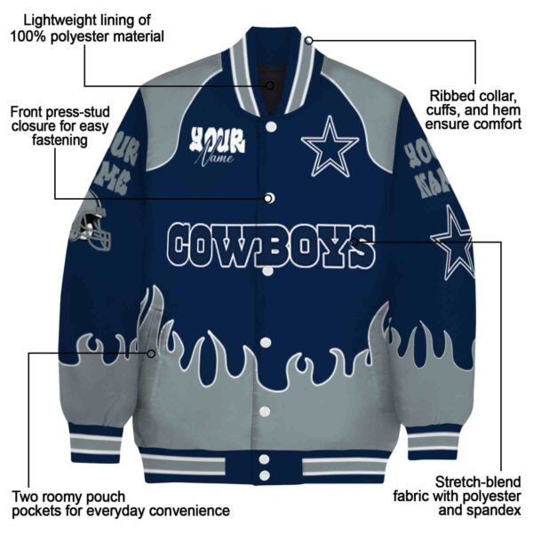 custom dallas cowboys fire graphic blue jacket new arrival