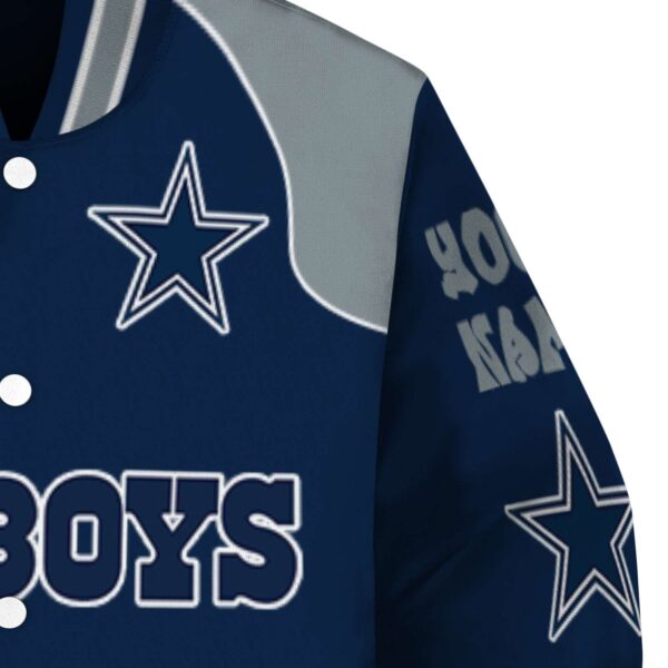 custom dallas cowboys fire graphic blue jacket premium grade