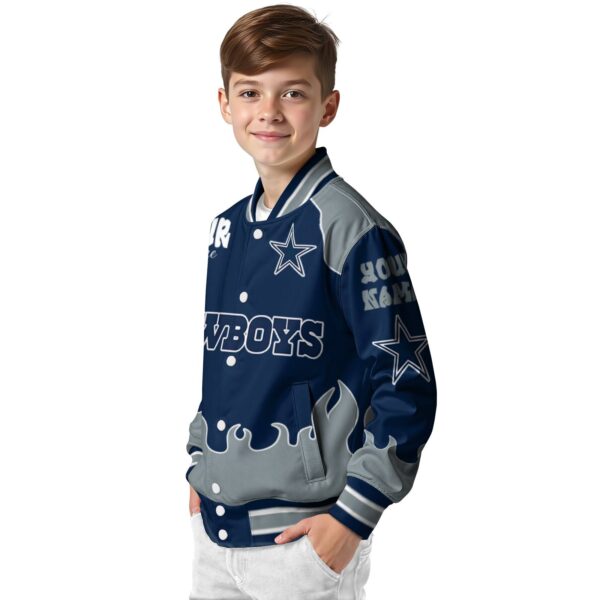 custom dallas cowboys fire graphic blue jacket trendy