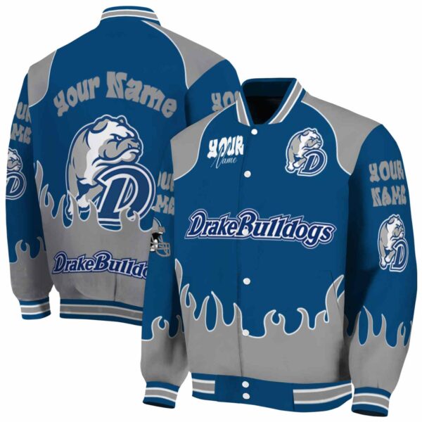 custom drake bulldogs fire graphic blue jacket fashion forward