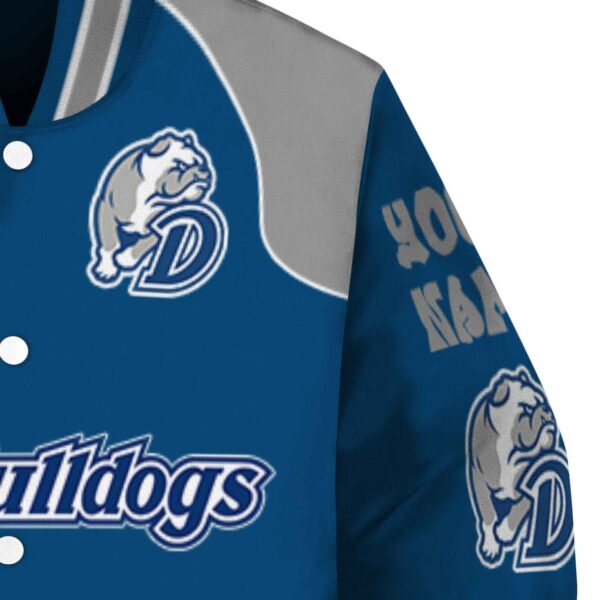 custom drake bulldogs fire graphic blue jacket premium grade