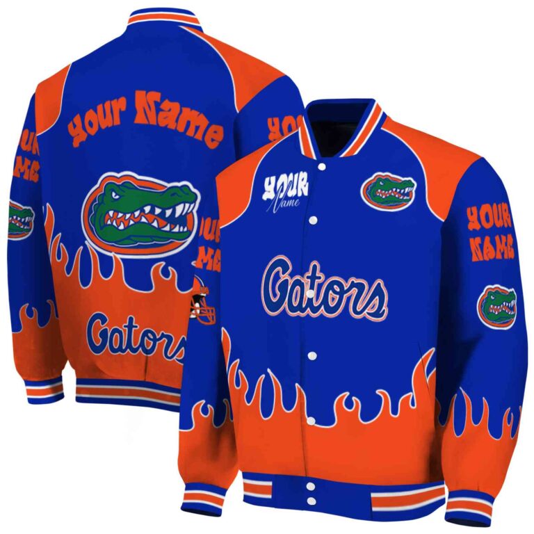 custom florida gators fire graphic blue jacket fashion forward