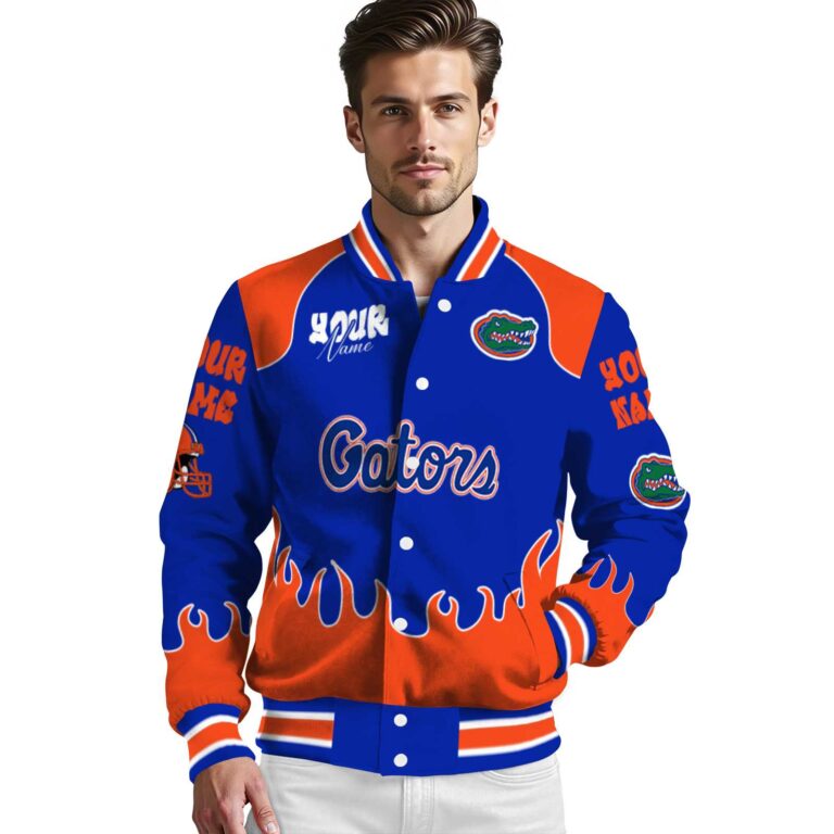custom florida gators fire graphic blue jacket high quality