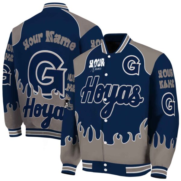 custom georgetown hoyas fire graphic blue jacket fashion forward
