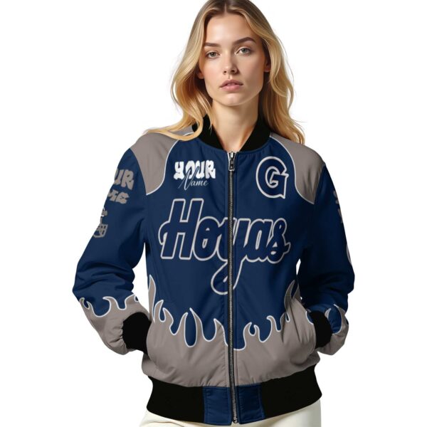 custom georgetown hoyas fire graphic blue jacket latest model