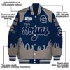 custom georgetown hoyas fire graphic blue jacket new arrival