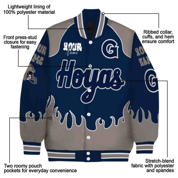 custom georgetown hoyas fire graphic blue jacket new arrival