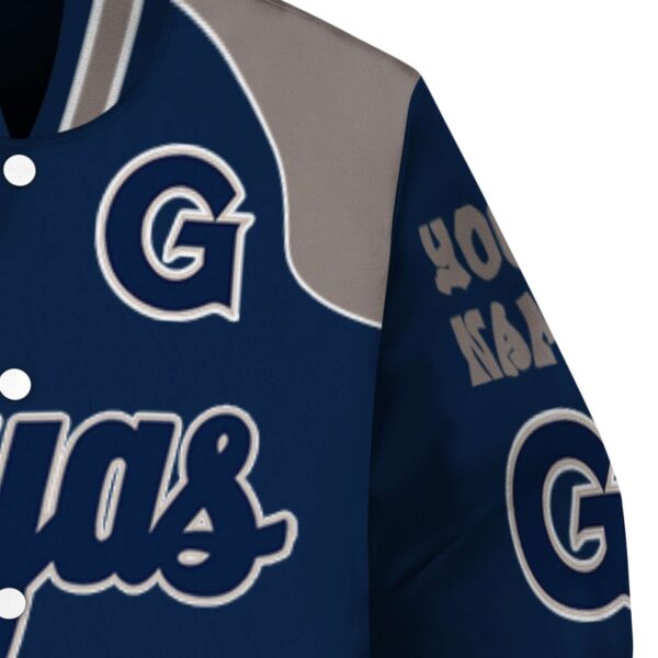custom georgetown hoyas fire graphic blue jacket premium grade