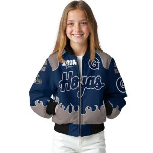 custom georgetown hoyas fire graphic blue jacket top rated
