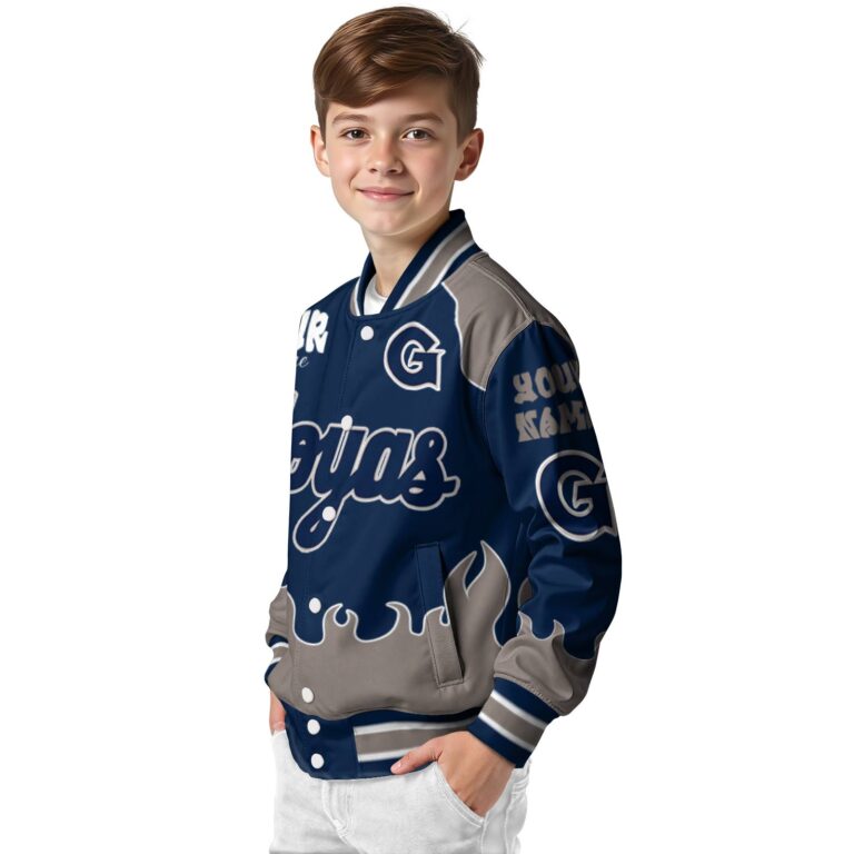 custom georgetown hoyas fire graphic blue jacket trendy