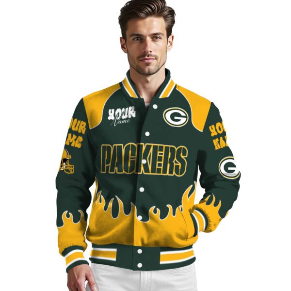 custom green bay packers fire graphic green jacket high quality