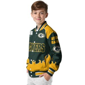 custom green bay packers fire graphic green jacket trendy