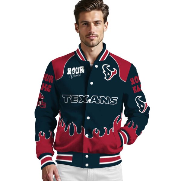 custom houston texans fire graphic blue jacket high quality