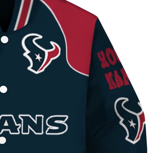 custom houston texans fire graphic blue jacket premium grade