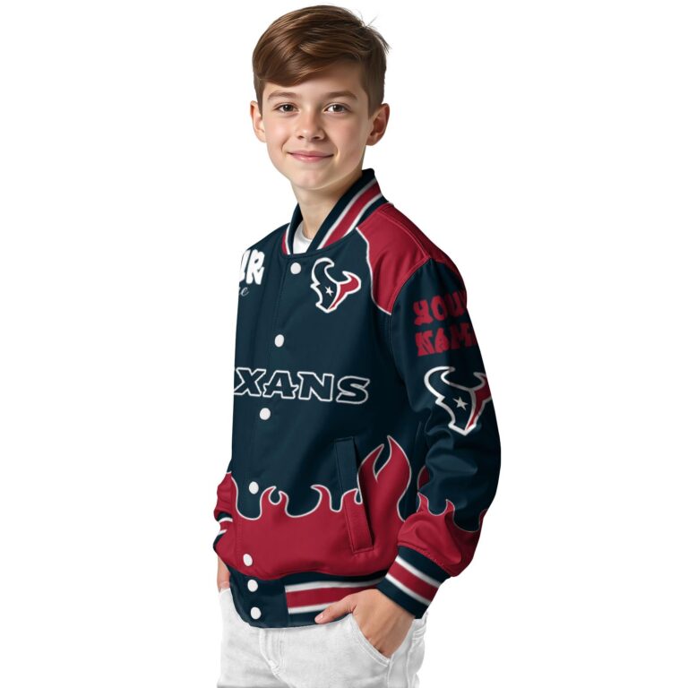 custom houston texans fire graphic blue jacket trendy