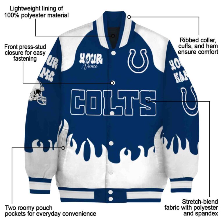 custom indianapolis colts fire graphic blue jacket new arrival