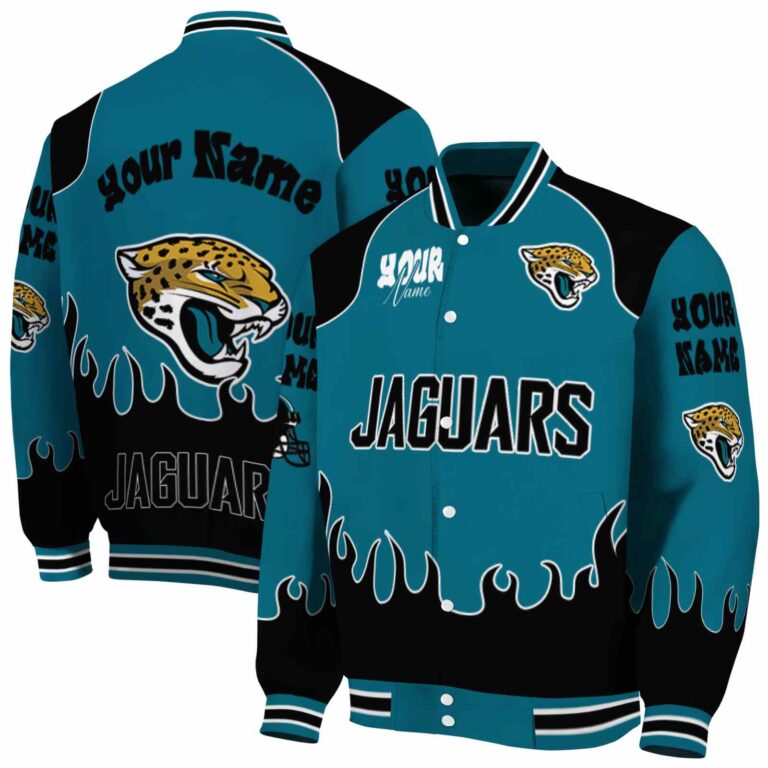 custom jacksonville jaguars fire graphic teal jacket fashion forward