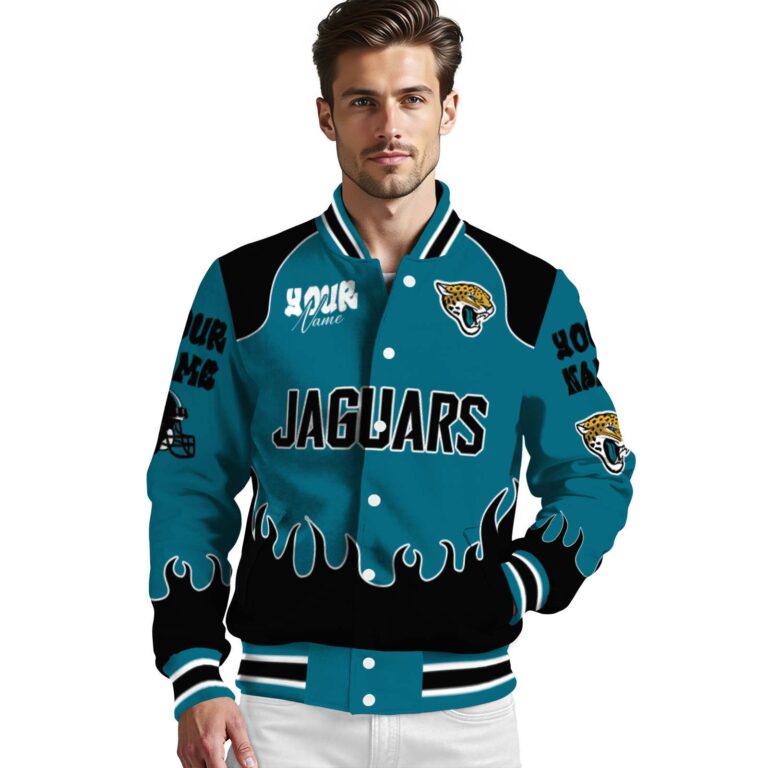 custom jacksonville jaguars fire graphic teal jacket high quality