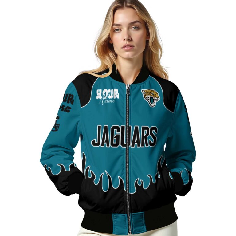 custom jacksonville jaguars fire graphic teal jacket latest model