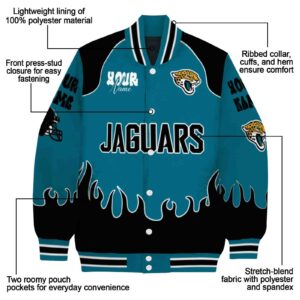 custom jacksonville jaguars fire graphic teal jacket new arrival