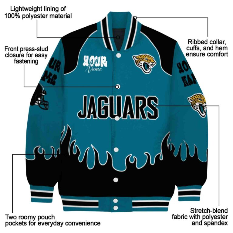 custom jacksonville jaguars fire graphic teal jacket new arrival