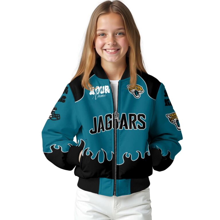 custom jacksonville jaguars fire graphic teal jacket top rated