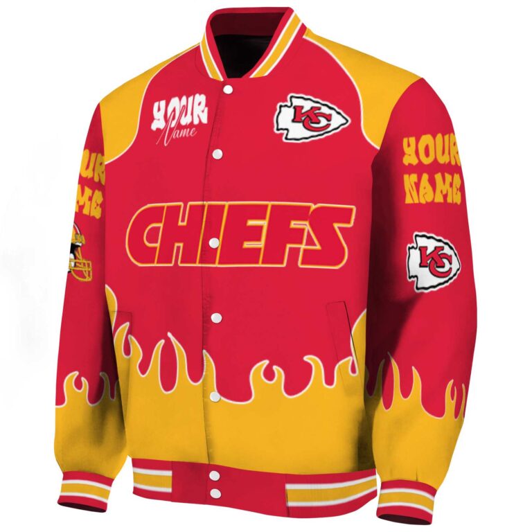 custom kansas city chiefs fire graphic red jacket best selling
