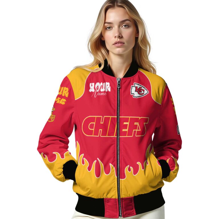 custom kansas city chiefs fire graphic red jacket latest model