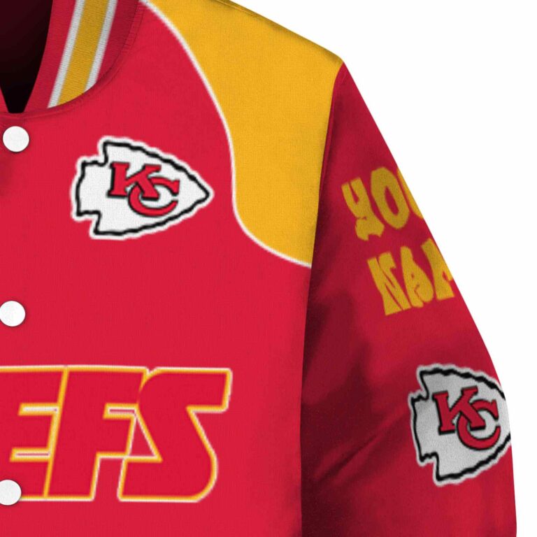 custom kansas city chiefs fire graphic red jacket premium grade