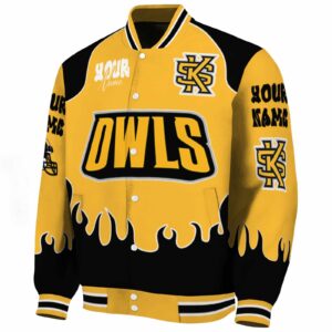 custom kennesaw state owls fire graphic gold jacket best selling