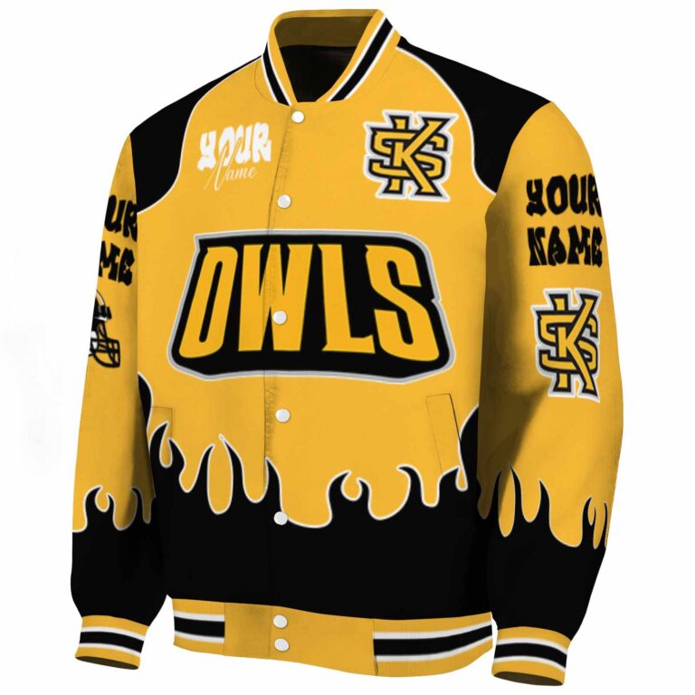 custom kennesaw state owls fire graphic gold jacket best selling