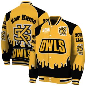 custom kennesaw state owls fire graphic gold jacket fashion forward