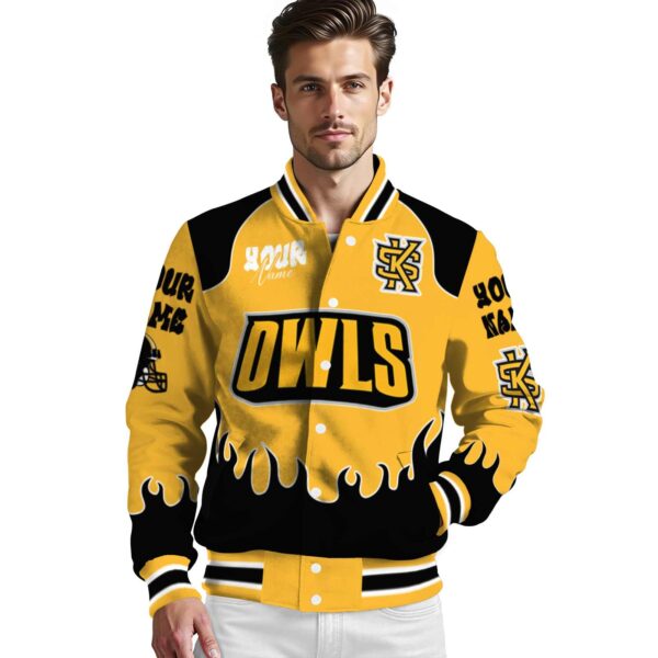 custom kennesaw state owls fire graphic gold jacket high quality