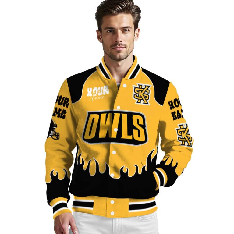 custom kennesaw state owls fire graphic gold jacket high quality